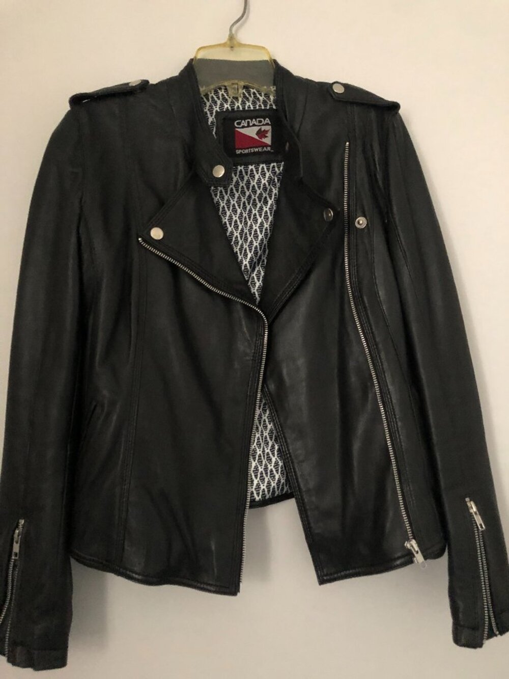 Women's soft black leather biker jacket